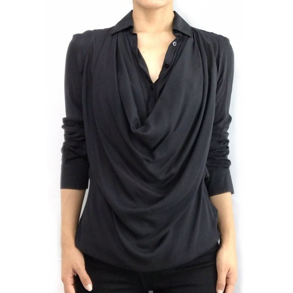 Plein Sud Jeanius Draped Front Blouse - Picture 1 of 11